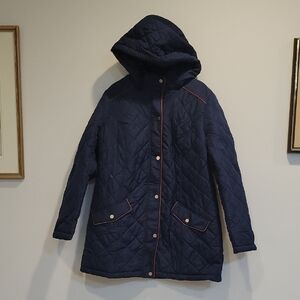 Charter Club Dark Blue Quilted Puffer Coat Size XL NWT